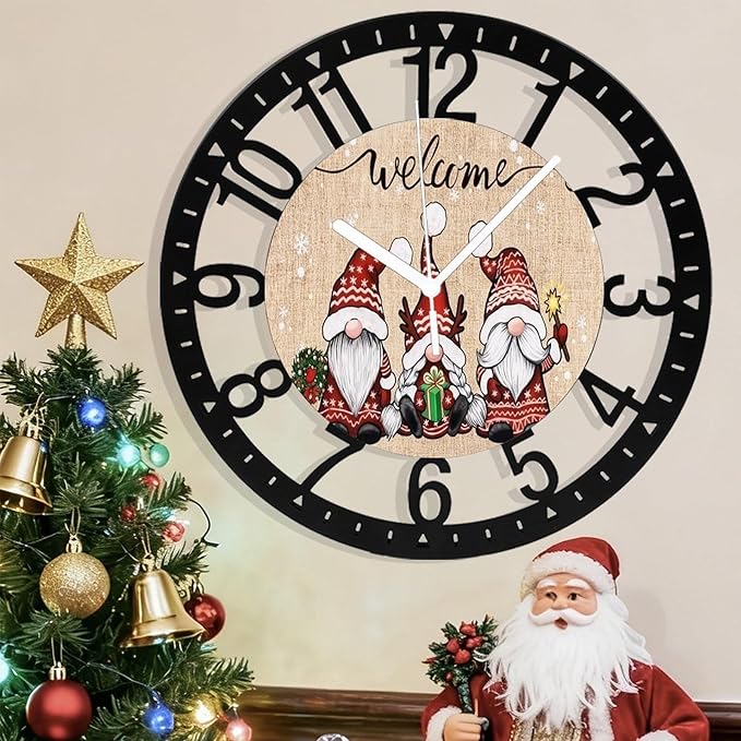 Wall Clock 10 Inch Silent Non-Ticking Modern Clocks Battery Operated - Analog Small Classic for Office, Home, Living Room,Bathroom, Kitchen, Bedroom, School,Snowman Clock