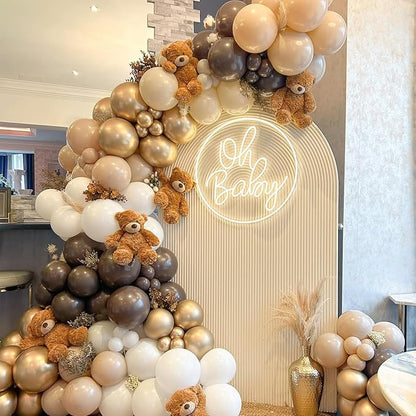 Brown and Gold Balloon, 60 Pcs 12 Inches Neutral Sand White Confetti Balloons for Neutral Bridal Shower, Birthday, Baby Shower Party Decorations