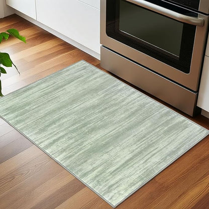KOZYFLY Small Area Rug 2x3 Rug Entryway Rugs Modern Abstract Indoor Non-Slip Machine Washable Rug Green, Dining Room Rug with Soft Low Pile for Living Room Bath Office Small Carpet Floor Mats