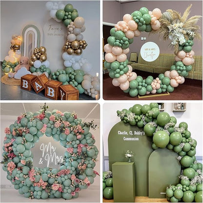 Sage Green Balloons 12 Inch, 100 Pack Eucalyptus Olive Vintage Green Balloon Matte Dusty Green Dark Avocado Green Helium Latex Balloons for Birthday Boho Baby Shower Wedding Party Decorations
