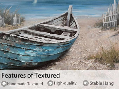 Ardemy Boat Canvas Wall Art Extra Large Framed Coastal Beach Bedroom Pictures Wall Decor Living Room Seascape Paintings Wall Decor Textured Artwork for Kitchen Dining Room Home Office, 58"x29"