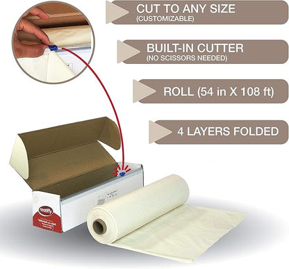 Neatiffy Disposable Plastic Table Cloth Roll | 54 in x 108 Ft Waterproof Tablecloth | Table Cover for Rectangle, Square, Round Oval Tables | Picnic, Party, Banquet, Birthdays, Weddings - Ivory