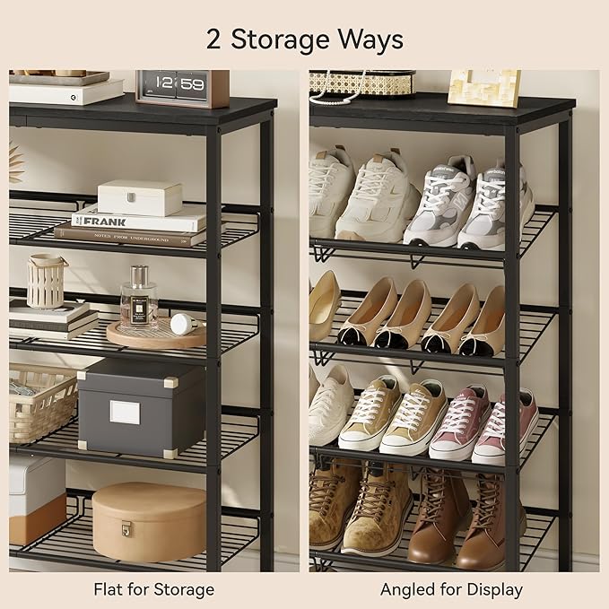 Shoe Rack for Closet,5 Tier Shoe Organizer for Entryway,Shoe Shelf with Storage Shelves and Spacious Top,Max Holds 20 of Shoes,Black