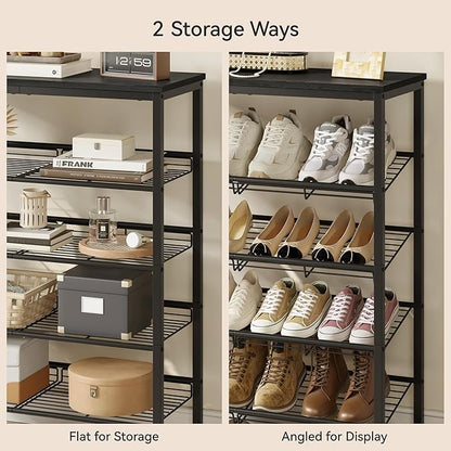 Shoe Rack for Closet,5 Tier Shoe Organizer for Entryway,Shoe Shelf with Storage Shelves and Spacious Top,Max Holds 20 of Shoes,Black