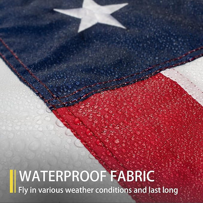 American Flag 10x15 FT Outdoor, Heavy Duty High Wind Extra Large US Flag, Embroidered Stars, 5 Brass Grommets, Giant Indestructible Tough USA Flags Suitable for Outside