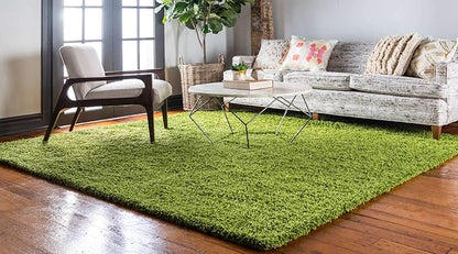 Unique Loom Solid Shag Collection Area Rug (8' Square, Grass Green)