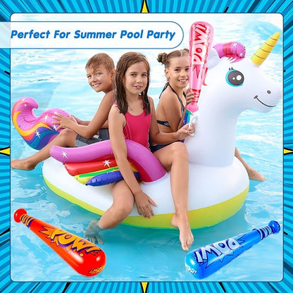 Seematn 32 Pcs Pow Inflatable Baseball Bats 17 Inch Inflatable Blow up Bats for Kids Carnival Game Prizes Bulk Baseball Party Favors Carnival Hero Sports Prizes (Blue,Dark Blue,Pink,Red)