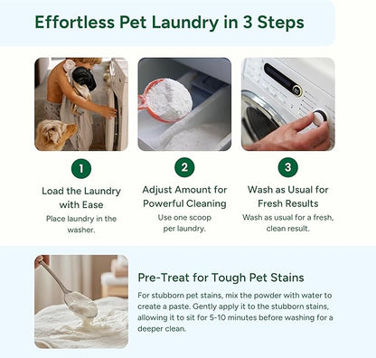 Good Natured Brand | Pet Stain & Odor Remover for Laundry | Pet Laundry Detergent for Dogs Beds, Cat Pee, Smell, Dog Drool | Hypoallergenic & Non-Toxic | Unscented | 47oz 94 Loads