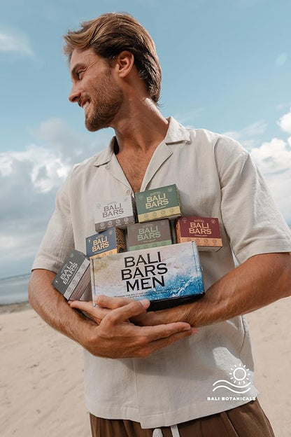 Mens Natural Soap Bar - Bali Bars Men All Natural Cold Process Castile Bath Body Soap Bar For Men with Premium Essential Oils Vegan Handmade (6pcs of 4.5oz Each) Gift Set