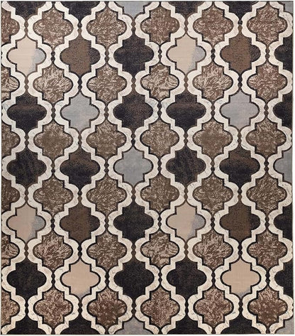 Superior Indoor Area Rug, Plush Carpet Cover, Perfect for Kids or Pets, Hallway, Entryway, Living Room, Dining, Bedroom, Office, Kitchen, Modern Geometric Trellis, Viking Collection, 12' x 18', Ivory