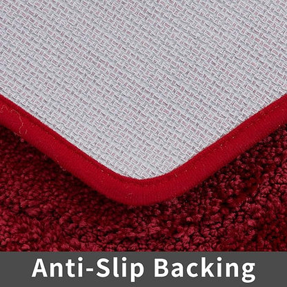 COSY HOMEER Extra Thick Bath Rugs for Bathroom - Anti-Slip Bath Linen Sets Mats Soft Plush Yarn Shaggy 100% Strong Polyester Living Room Bedroom Water Absorbent(Red,17x27 - Inches)