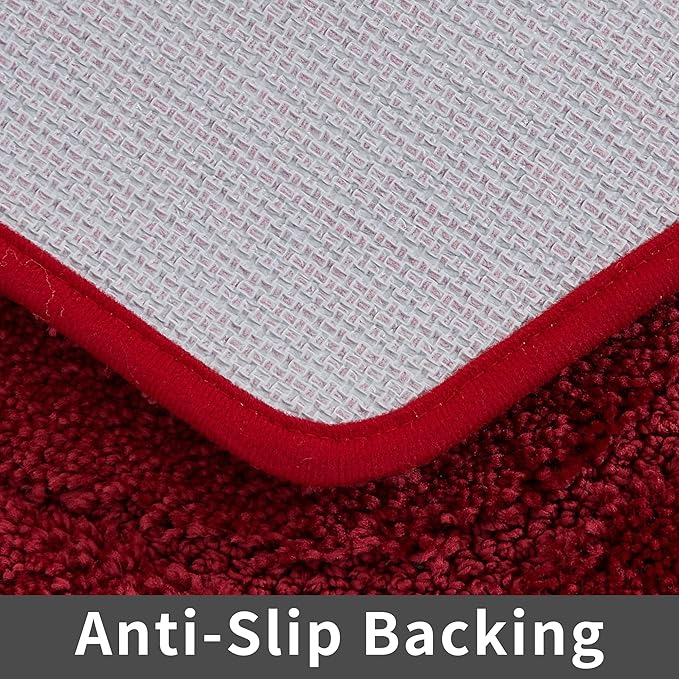 COSY HOMEER Extra Thick Bath Rugs for Bathroom - Anti-Slip Bath Linen Sets Mats Soft Plush 100% Strong Polyester Living Room Bedroom Water Absorbent(Red,20x32 - Inches)