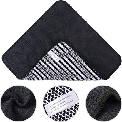 KinHwa Kitchen Washcloths for Dishes Absorbent Microfiber Dish Cloths Quick Dry Dish Rags with Poly Scour Scrub Side Ideal for Kitchen Cleaning (Black-B, 12inchx12inch 6 Pack)