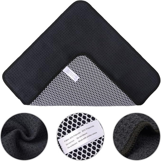 KinHwa Kitchen Washcloths for Dishes Absorbent Microfiber Dish Cloths Quick Dry Dish Rags with Poly Scour Scrub Side Ideal for Kitchen Cleaning (Black-B, 12inchx12inch 6 Pack)