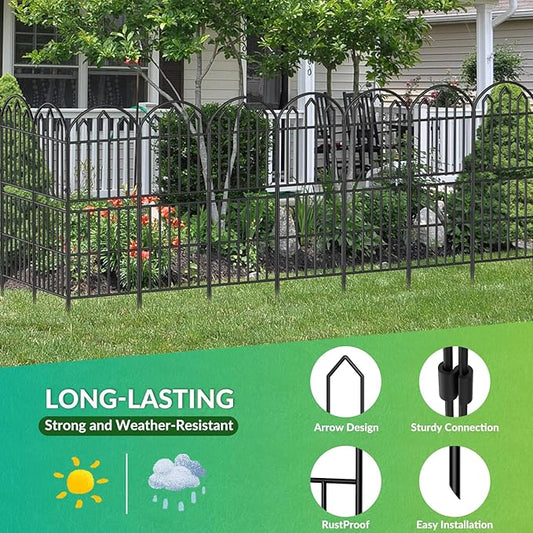 CADUKE Decorative Garden Fences and Border 15 Pack, 39in(H) x 15.75ft(L) Rustproof Wire Metal Fence for Dogs, Animal Barrier Fence Flower Edging for Yard, Patio, Outdoor, Arched