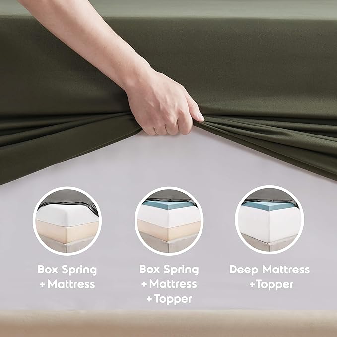 Nestl Twin XL Sheet Set - College Dorm Size - Luxury 1800 Ultra-Soft Microfiber Twin Extra Long Bed Sheets - Deep Pockets - Easy Fit - Extra Soft - 3 Piece Set (Twin XL, Olive Green)