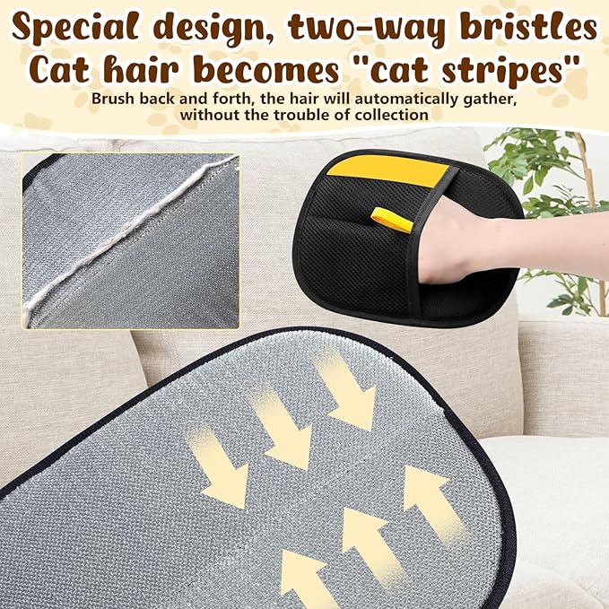Pet Hair Removal Glove for Cats & Dogs,Upgrade Efficient Grooming Gloves for Pet Hair, Cat Grooming Gloves for Hair Removal, Reusable Pets Hair Remover Glove, Removal Gloves for Pets Hair (2 PCS)