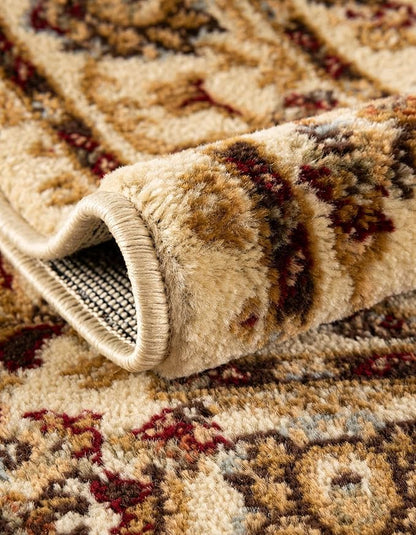 Rugs.com Aditi Collection Rug – 7 Ft Square Cream Medium-Pile Rug Perfect for Living Rooms, Kitchens, Entryways