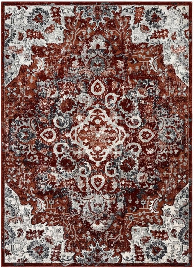 LUXE WEAVERS Moroccan Red 8x10 Medallion Area Rug for Living Rooms