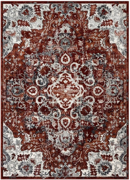 LUXE WEAVERS Moroccan Red 8x10 Medallion Area Rug for Living Rooms