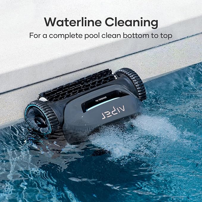 AIPER Seagull Pro Cordless Robotic Pool Cleaner, WavePath Navigation, Wall-Climbing, Quad-Motor, 150 mins Runtime for Inground Pools up to 1,600 sq.ft