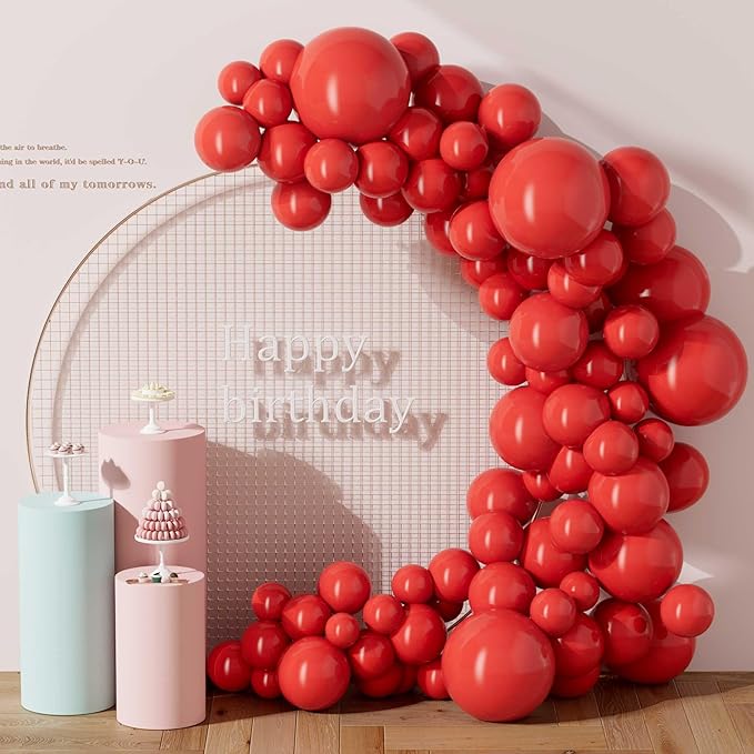 130PCS Red Balloons, Latex Balloons Different Sizes 18/12/10/5 Inch, Helium Balloons with Ribbon, Party Balloon Set for Birthday Wedding Graduation Anniversary Baby Shower Decorations.
