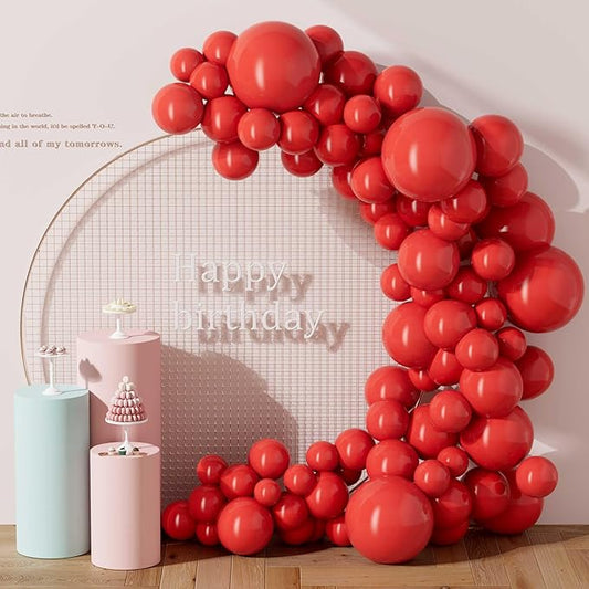 130PCS Red Balloons, Latex Balloons Different Sizes 18/12/10/5 Inch, Helium Balloons with Ribbon, Party Balloon Set for Birthday Wedding Graduation Anniversary Baby Shower Decorations.
