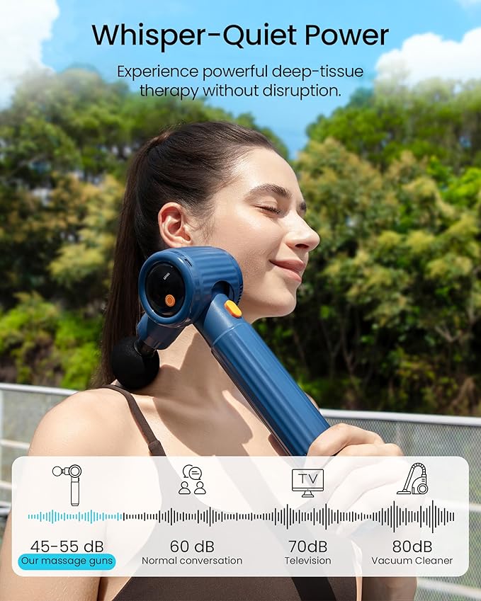NAPRE Massage Gun with Extension Handle and 3 Adjustable Angles,Deep Tissue Back Massage for Neck/Shoulders/Waist/Legs/Body Pain Relief,Handheld Percussion Muscle Massager with Portable Case,Blue