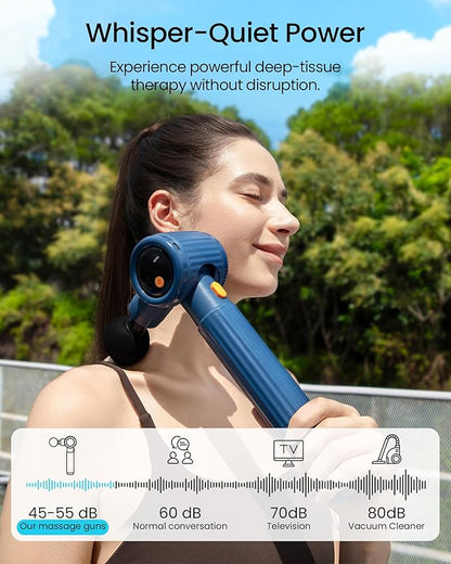 NAPRE Massage Gun with Extension Handle and 3 Adjustable Angles,Deep Tissue Back Massage for Neck/Shoulders/Waist/Legs/Body Pain Relief,Handheld Percussion Muscle Massager with Portable Case,Blue