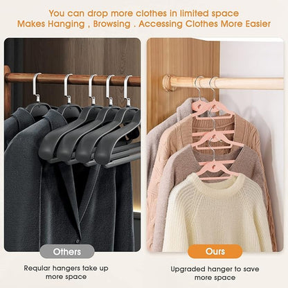 Velvet Clothing Hangers Slim Stackable Non-Slip Pink Suit Hanger Space Saving Clothes Hanger Heavy Duty Adult Hangers with 360°Swivel Hook Pack of 20
