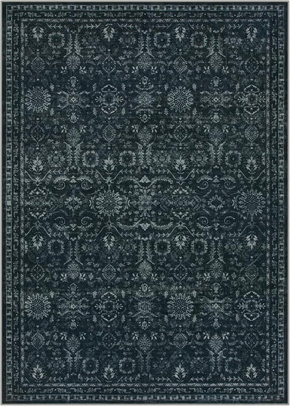 Lahome Black 5x7 Carpet for Bedroom,Boho Washable Area Rugs for Office,Vintage Dark Academia Stylish Living Room Rug,Spill Proof Low Pile Carpets for Dining Room Dorm