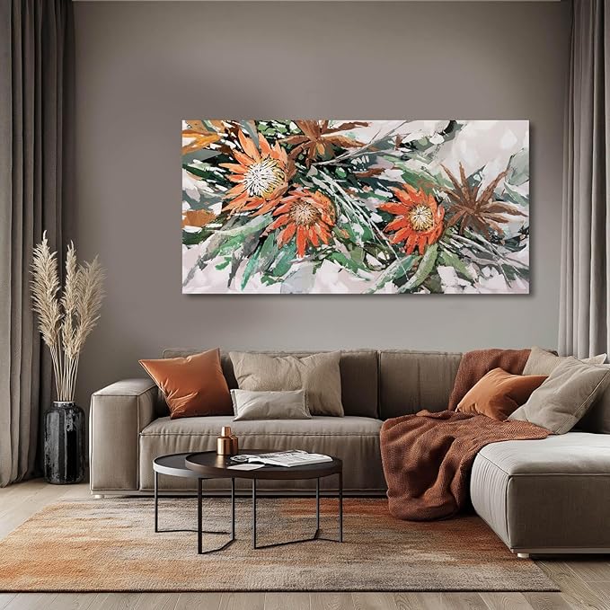 GAIDUOMAI Green Pictures Wall Decor Plants Painting on Canvas Color block Prints Modern Art for Bedroom Dining Room Home 24x48 Neutral Wall Art