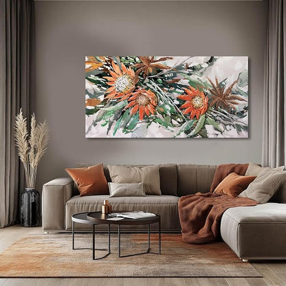 GAIDUOMAI Green Pictures Wall Decor Plants Painting on Canvas Color block Prints Modern Art for Bedroom Dining Room Home 24x48 Neutral Wall Art