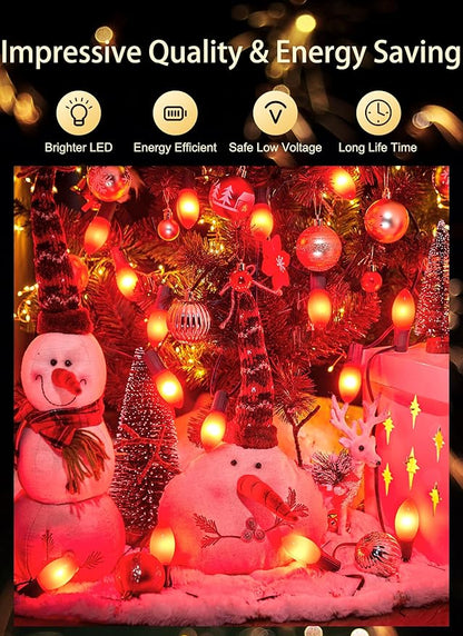 Vintage C9 LED Christmas Lights Outdoor, 50 Feet C9 String Lights with 50 Shatterproof Matte Bulbs, Connectable Waterproof Lights for Holiday Party Roofline Backyard Garden Patio, Red