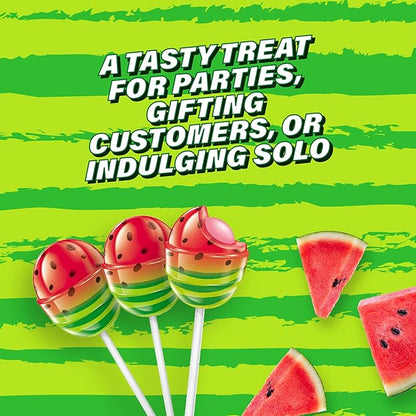 Colombina Bon Bon Bum Lollipops w/Bubble Gum Center, Watermelon Flavor, Individually Wrapped, Ideal for Party Favors and Gifts, 2 Pack (24 Count)