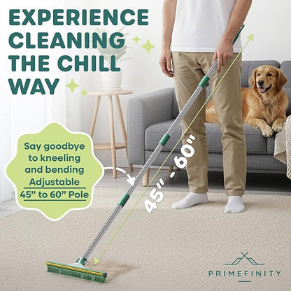 Carpet Rake for Pet Hair Removal, 60” Long Handle – Heavy-Duty Pet Hair Remover for Carpets, Rugs & Mats
