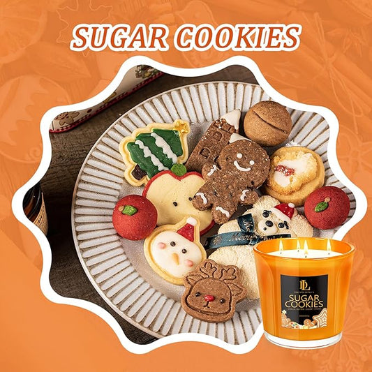 Large Christmas Candle Sugar Cookie Scented, 4 Wick Natural Soy Candles for Home Scented, 30oz Big Scented Candle Long Lasting, Holiday Baking Fragrance Home Kitchen Christmas Gift for Women Men