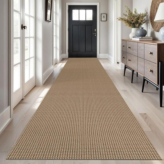 Braided Runner Rug 3x14 Ft Washable Runners for Hallways Non Slip Kitchen Runner Rug Cotton Long Entryway Runner Indoor, Woven Carpet for Hall Stair Entryway, Orange/Tan/Brown