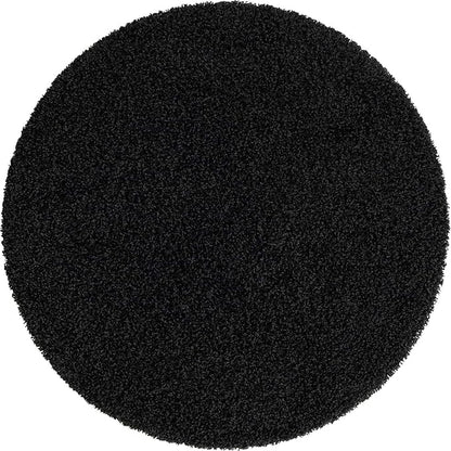 Unique Loom Solid Shag Collection Area Rug (5' 3" Round, Jet Black)