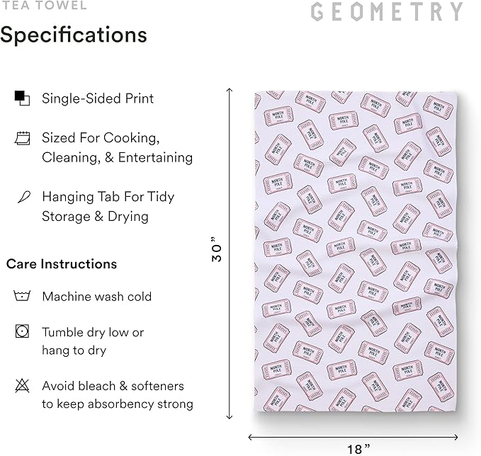GEOMETRY Christmas Kitchen Towels - Quick Dry Microfiber Cloth Dish Towels for Kitchen Drying - Premium Quick Dry Towel 2-Pack Set - Polar Express