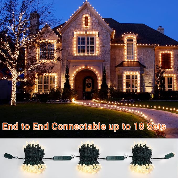 Brizled Gentle Twinkle Christmas Lights, 33ft 100 LED Christmas String Lights, 120V Warm White Xmas Tree Light Connectable Indoor Outdoor Twinkle Xmas Light for Tree Home Holiday Party Wedding Decor