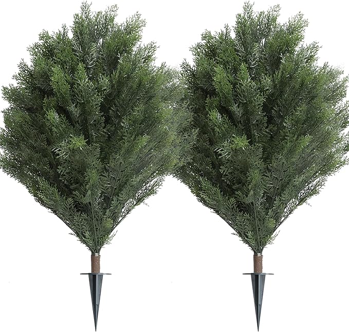 momoplant Artificial Cypress Topiary 39'' Faux Cedar Trees Privacy Screen Planter Set of 2 Artificial Bush Porch Plants Indoor and Outdoor Decor