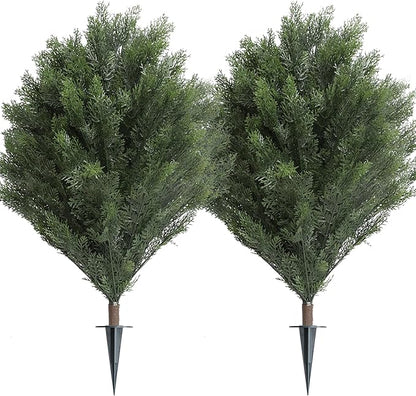 momoplant Artificial Cypress Topiary 39'' Faux Cedar Trees Privacy Screen Planter Set of 2 Artificial Bush Porch Plants Indoor and Outdoor Decor