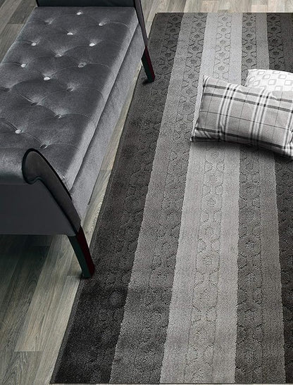 ORFA HOME Custom Cut Hallway Runner Rug, Slip Resistant, 31 Inch Wide X Your Choice of Length, Linked Chain Anthracite, 31 Inch X 11 feet