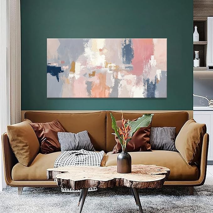 Abstract Pink And Gray Wall Art Decor Modern Artwork Decorations Canvas Prints Pictures Minimalist Wall Art For Bedroom Living Room Kitchen Bathroom 24x48 Inch Home Wall Decor