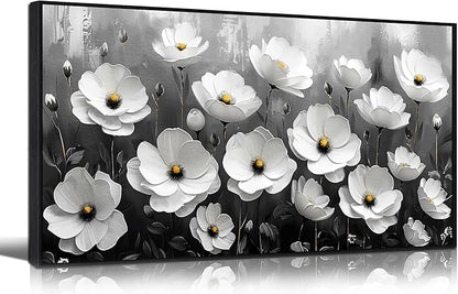Black and White Flower Canvas Wall Art With Black Wood Frames Large Modern Canvas Prints Framed Wall Art for Living Room Bedroom Home Office Size 20x40