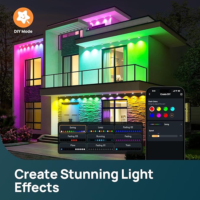 Linkind Permanent Outdoor Lights HP5,Smart AI RGBTW 100ft Christmas Lights, 85 Scenes Modes for Daily Holiday Halloween Decorations,IP67 Waterproof, Works with Alexa,Google Assistant