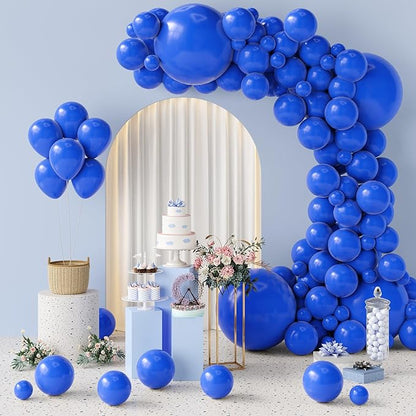 154pcs Royal Blue Balloons Garland Arch Kit In Different Sizes 5/10/12/18 Inch Royal Blue Balloons for Birthday Party Decorations Wedding Graduation Baby Shower Gender Reveal