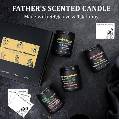 Scented Candles for Men, 4 Pack Mens Candle Set for Dad, 28oz Soy Dad Candles for Home Scented - Lavender Woods/Smoke Vanilla/Vintage Oak/Leather, Gifts for Father, Birthday, Father’s Day