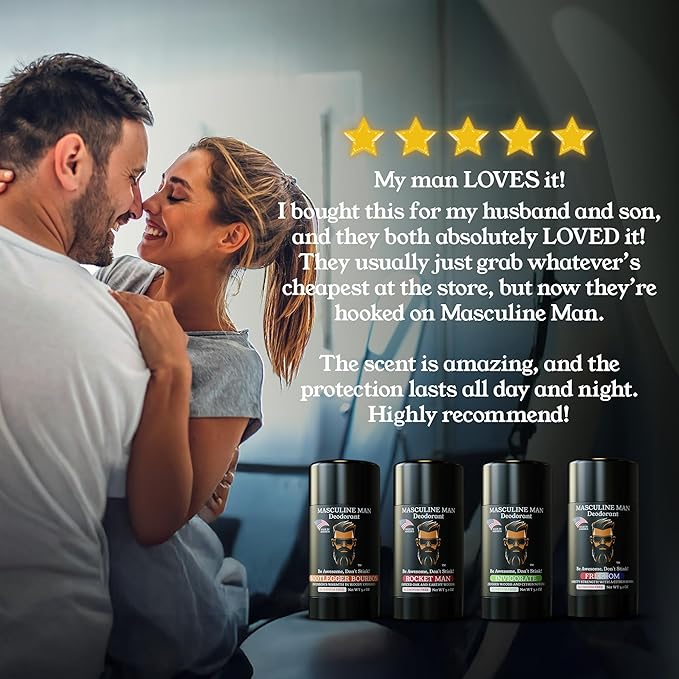 Deodorant for Men - Aluminum Free Mens Deodorant - Travel Size Natural Deodorants - Sweat Protection for Underarm, No Stain Stick Deodorants, Made in USA, 3.2oz (Pack of 2, Rocket Man)